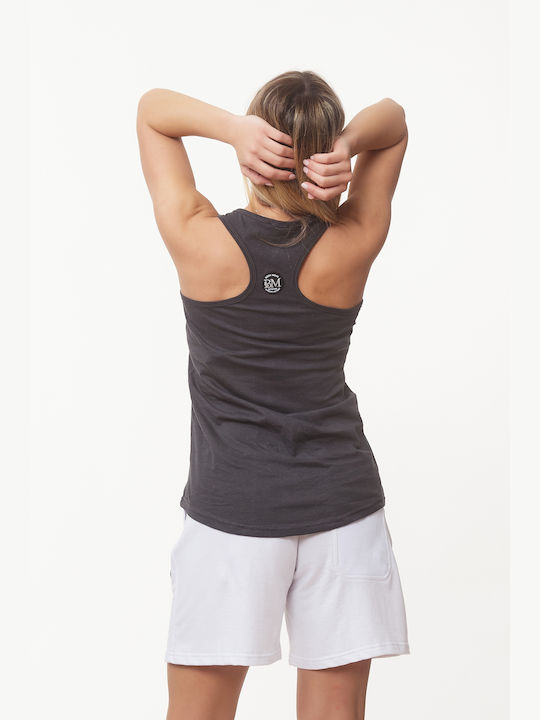 Bodymove -5 Damen Sportlich Baumwolle Bluse Ärmellos Gray