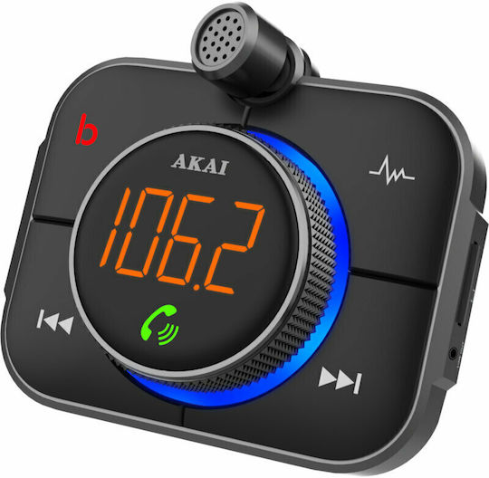 Akai Proffesional FM Предавател За Кола Fmt95bt С Bluetooth / MicroSD / Type-C
