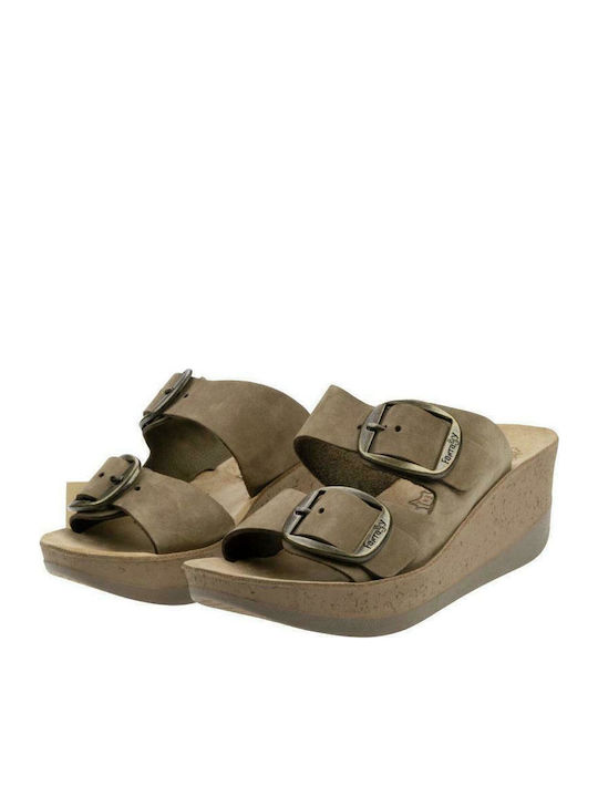Helena Anatomic Women's Leather Platform Wedge Sandals Brown
