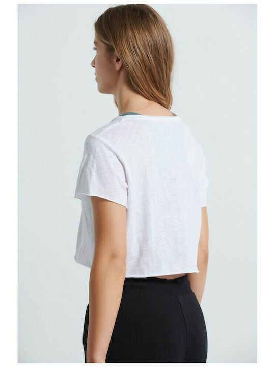 Women's Summer Crop Top Cotton Short Sleeve White