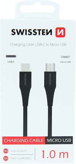 Swissten USB 2.0 Cable USB Type-C Male - Micro USB-A Black Length 1m