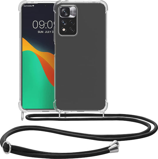 KWmobile Umschlag Rückseite Silikon mit Band Transparent / Black (Redmi Note 11 Pro+ 5G)