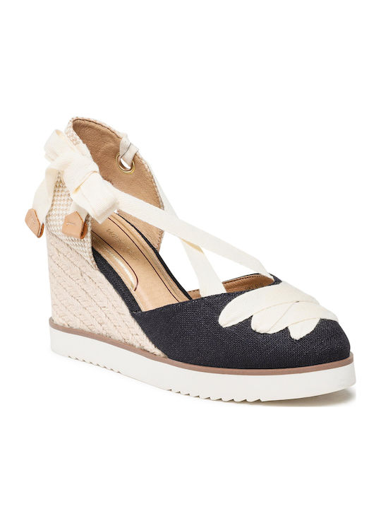 Isla Sash Women's Fabric Platform Espadrilles Navy Blue
