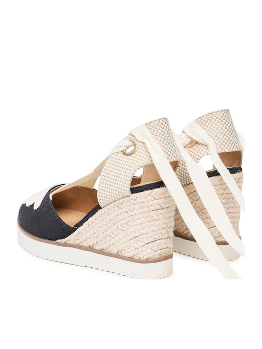 Isla Sash Women's Fabric Platform Espadrilles Navy Blue