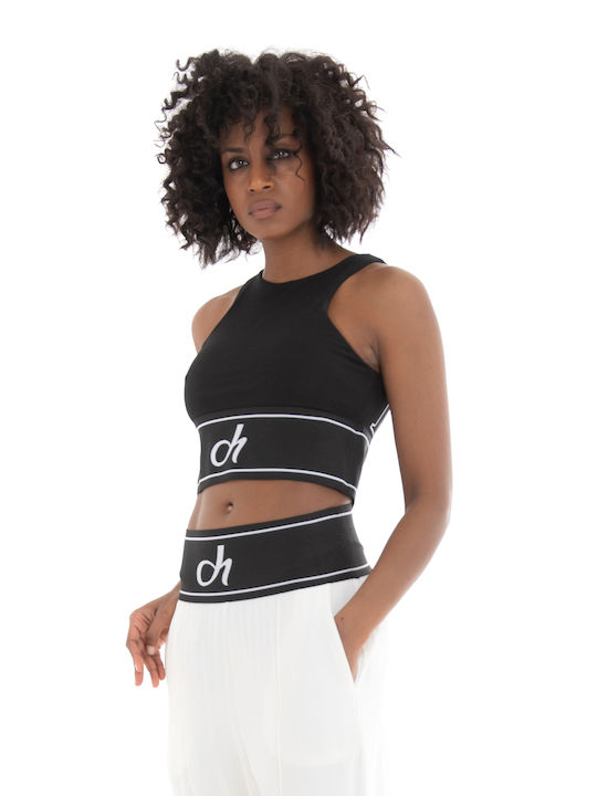 Deha Women's Athletic Crop Top Sleeveless Black