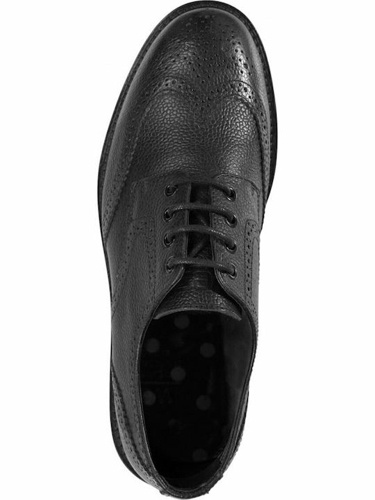 153we-00133-w Black Leder Damen Derby in Schwarz Farbe