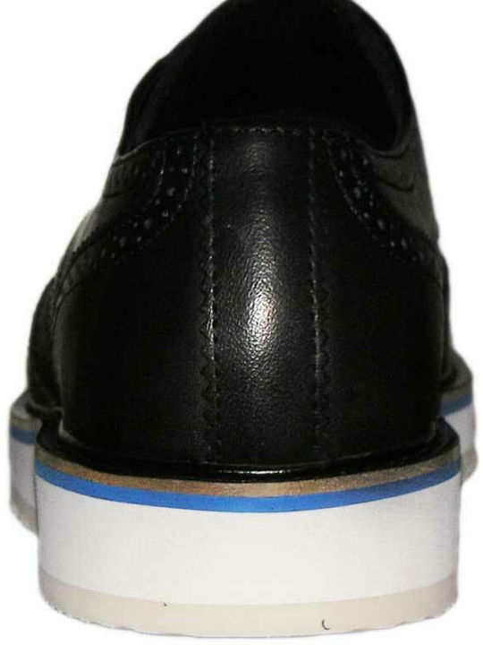 Brogue 151we-00519 Black Leder Damen Derby in Schwarz Farbe