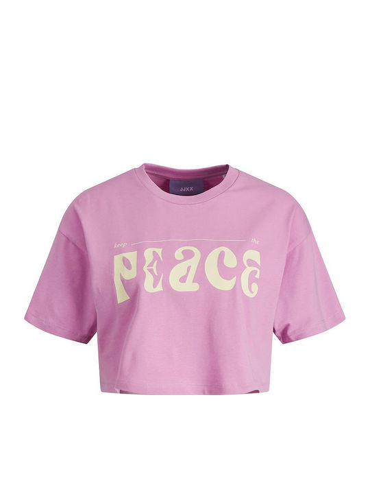 Women's Athletic Crop Top Short Sleeve Lilacc