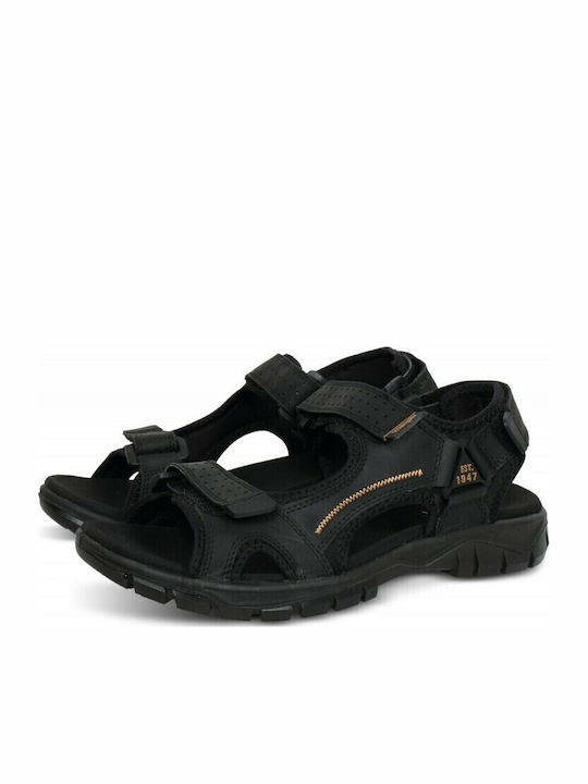 Cliff Outdoor Δερμάτινα Ανδρικά Σανδάλια σε Μαύρο Χρώμα