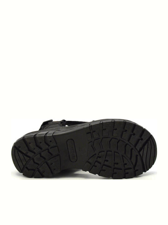 Cliff Outdoor Δερμάτινα Ανδρικά Σανδάλια σε Μαύρο Χρώμα