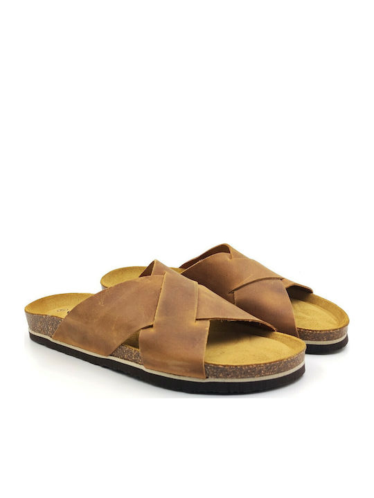 Leder Herrensandalen in Tabac Braun Farbe
