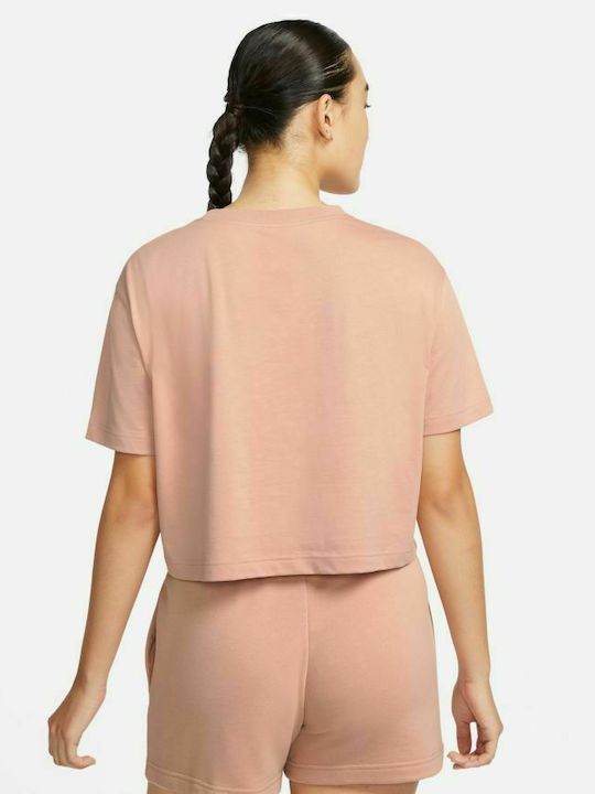 Nike Essential Crop Top Sportiv pentru Femei cu Mâneci Scurte Light Orange