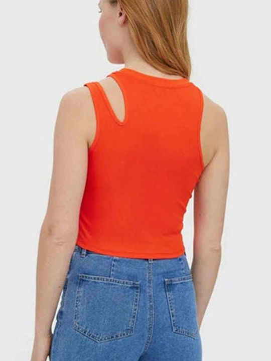 Vero Moda Γυναικείο Crop Top Αμάνικο Καλοκαιρινό Πορτοκαλί