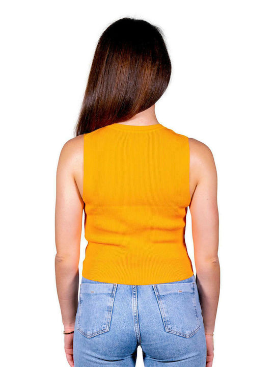 Only Damen Sommer Crop Top Ärmellos Orange