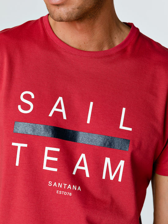 Snta T-shirt with Sail Team print - Red