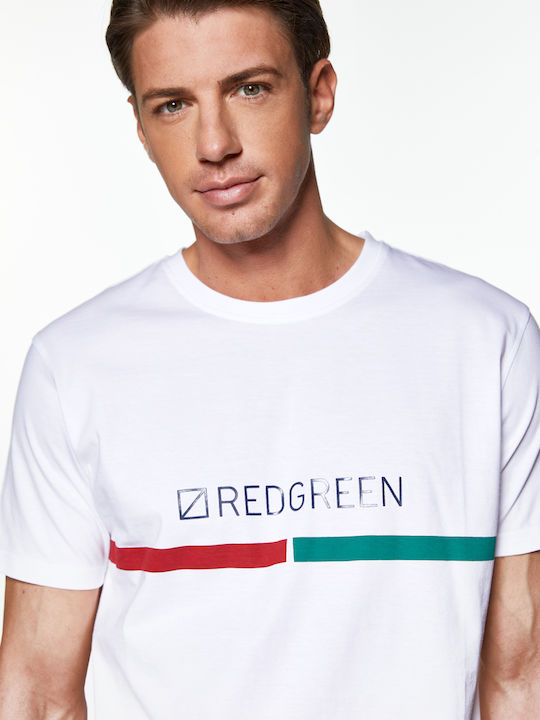 RedGreen T-shirt με Τύπωμα Logo&Stripes - Λευκό