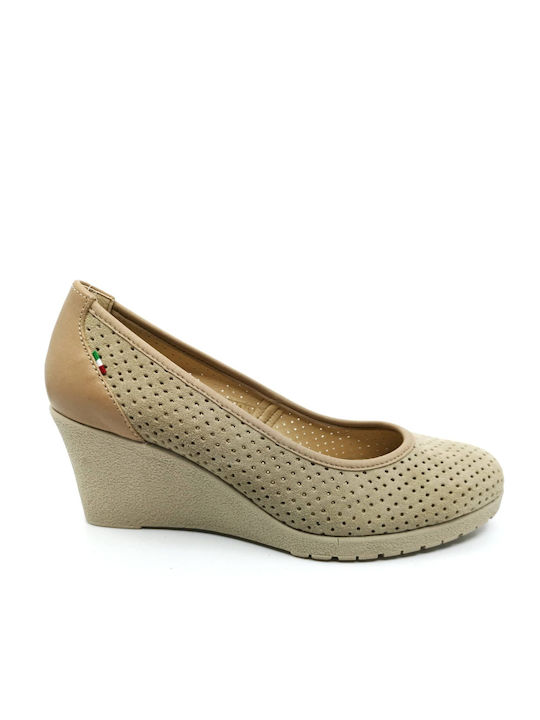 Anatomic Leather Pointed Toe Gold Medium Heels