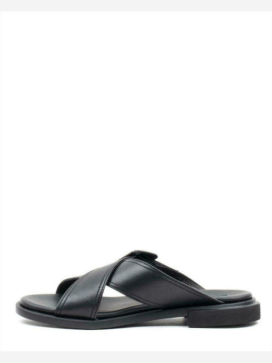 Camper Leather Women's Flat Sandals In Black Colour