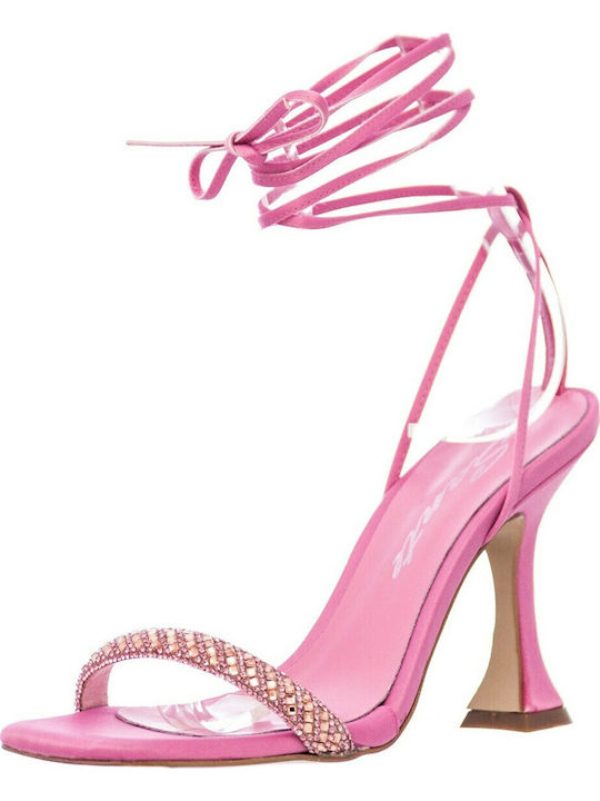 Stoff Sandalen mit Strass Rosa