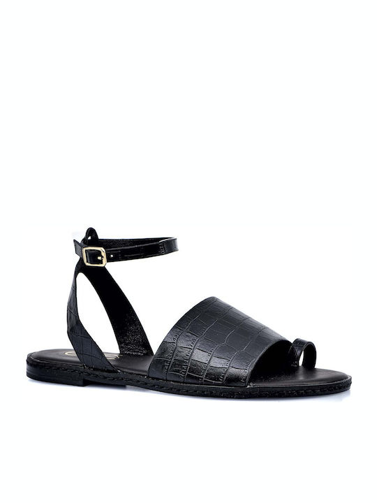 Leticia Women's Flat Sandals in Black Color