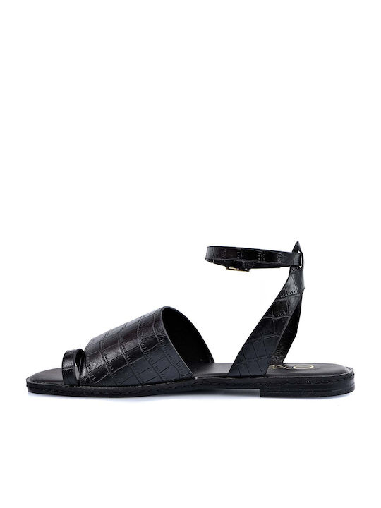Leticia Women's Flat Sandals in Black Color
