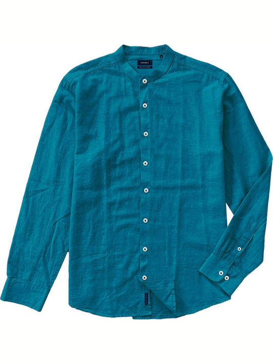 Long-sleeved Linen Shirt Petrol Blue