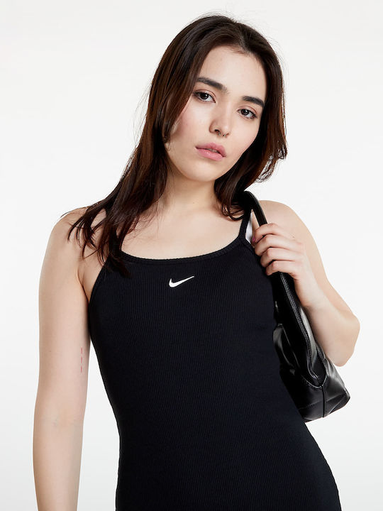 Sportswear Essential Καλοκαιρινό Mini Φόρεμα Πλεκτό Μαύρο