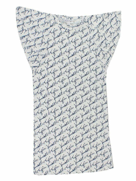 Καλοκαιρινό Mini T-shirt Φόρεμα με Βολάν Petrol/White