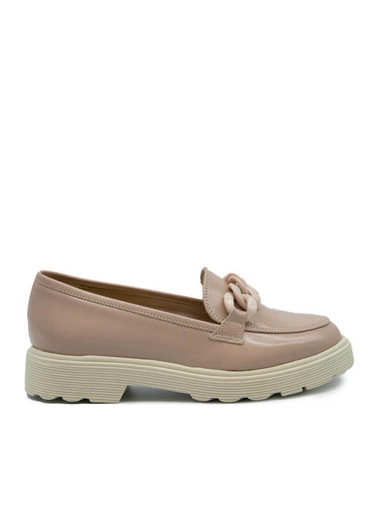Patent Leather Women's Moccasins in Pink Color