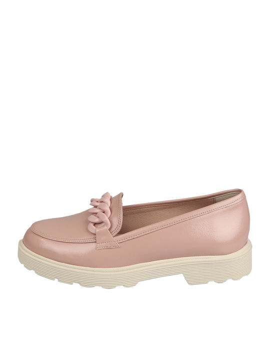 Patent Leather Women's Moccasins in Pink Color