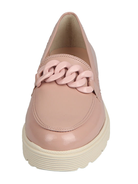 Patent Leather Women's Moccasins in Pink Color
