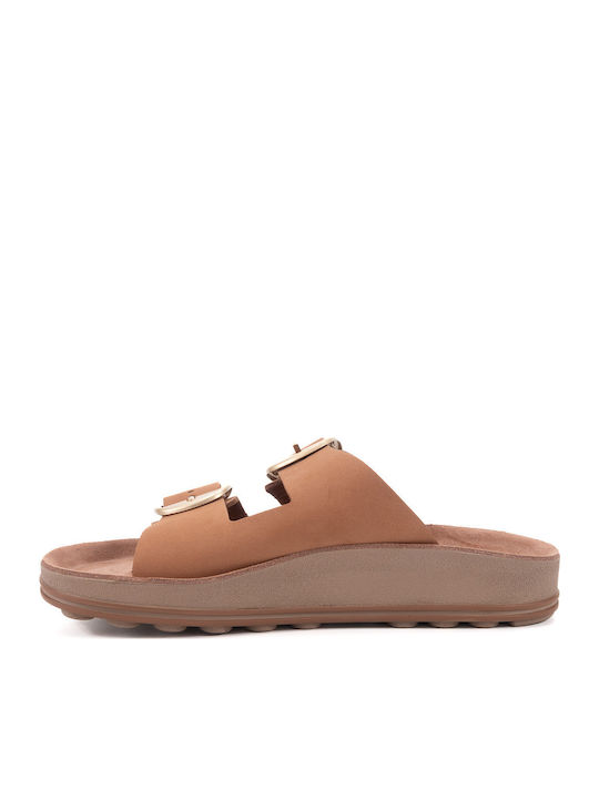 Despoina Leder Flache Damen Anatomisch Sandalen Orange