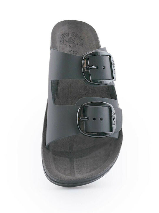 Despoina Leather Women's Flat Sandals Anatomic Black/Silver