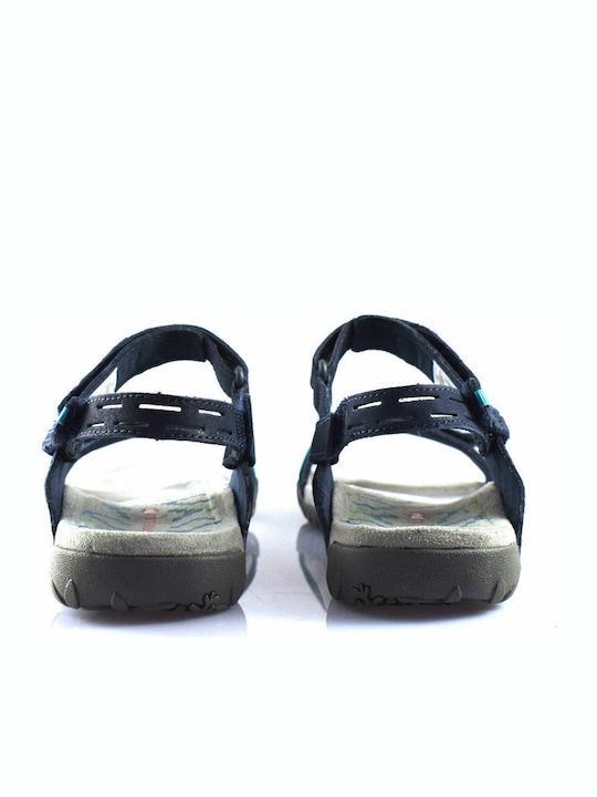 Leather Women's Flat Sandals Anatomic in Navy Blue Color