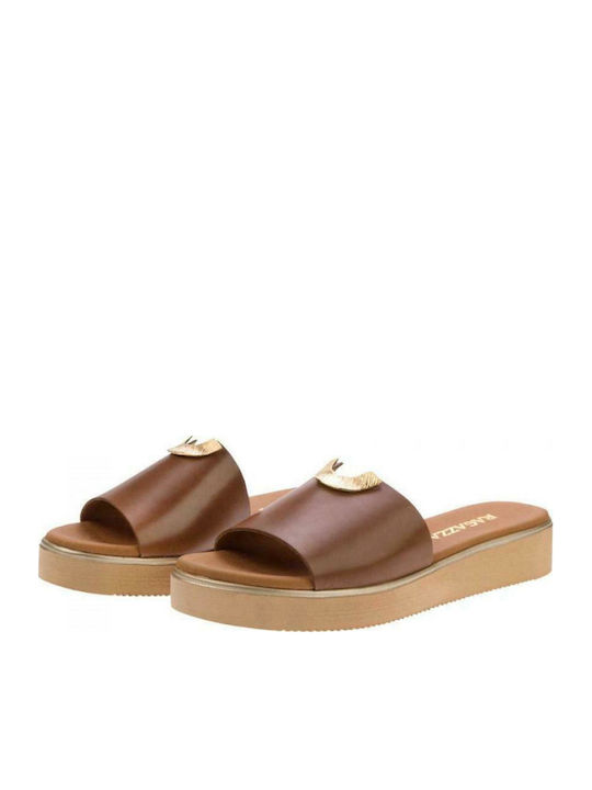 Leder Flache Sandalen für Damen Anatomisch in Tabac Braun Farbe