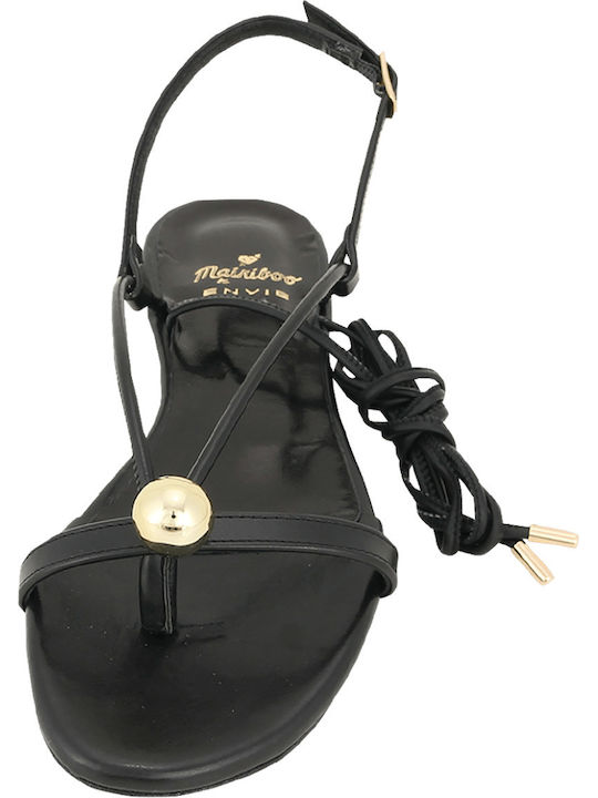 Glode Leather Women's Flat Sandals in Black Color