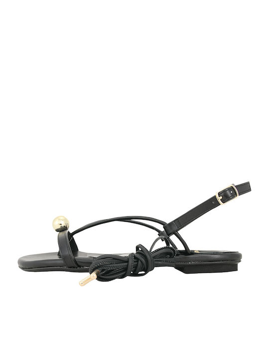 Glode Leather Women's Flat Sandals in Black Color