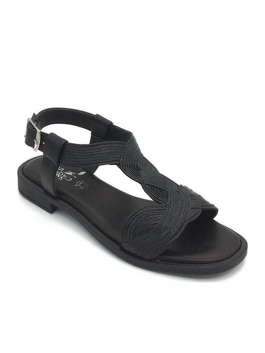 Smart Cronos Women's Flat Sandals in Black Color 7110-1085