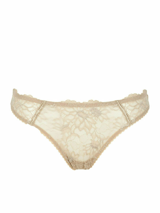 Luna Women's String with Lace Beige