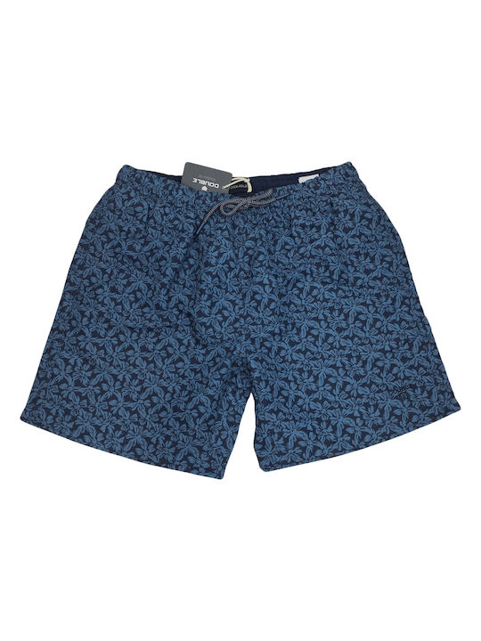 Double Men's Swimwear Shorts Navy Blue with Patterns