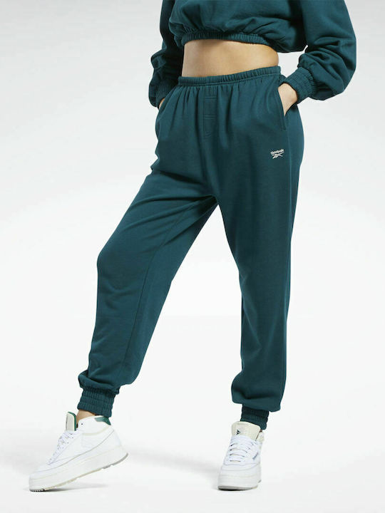 Classics French Terry Pantaloni de trening pentru femei cu cauciuc Forest Green