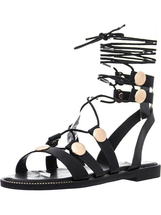 Women's Flat Sandals Gladiator in Black Color