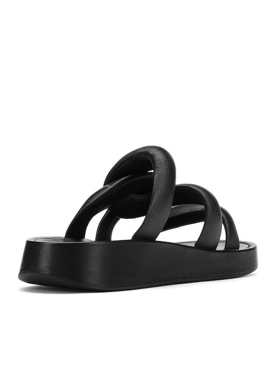 Versus Leather Women's Flat Sandals in Black Color