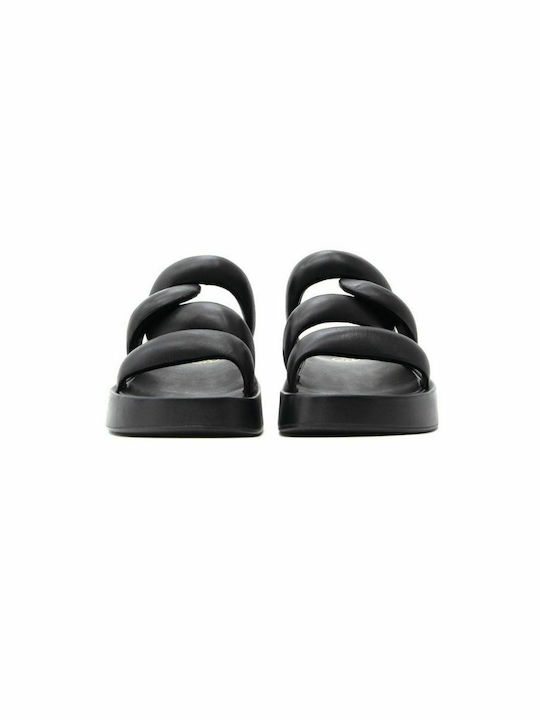 Versus Leather Women's Flat Sandals in Black Color