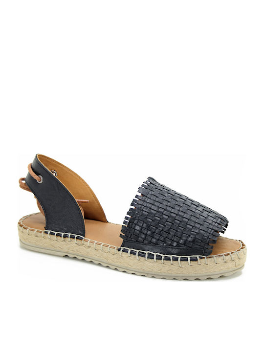 Leather Women's Flat Sandals Anatomic in Black Color
