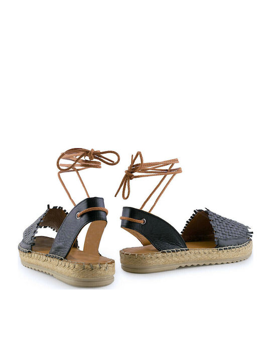 Leather Women's Flat Sandals Anatomic in Black Color