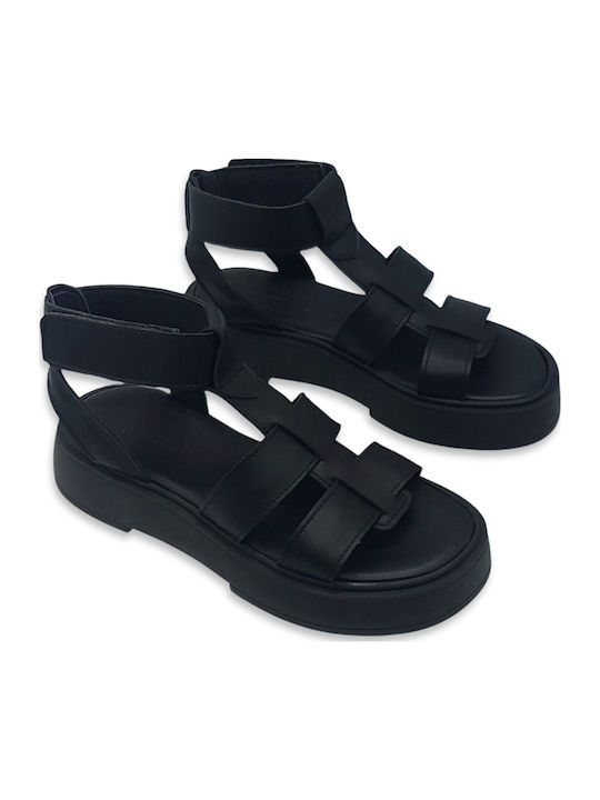 Sandale Casual Damă Din Piele Negru