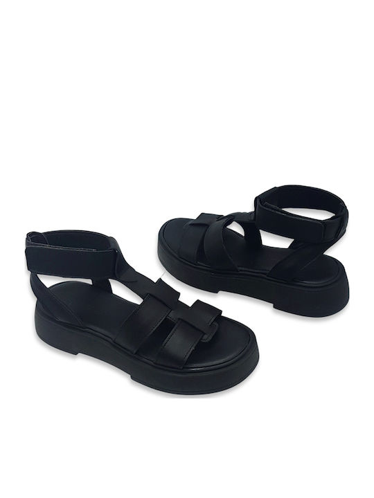 Sandale Casual Damă Din Piele Negru