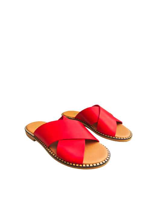 Blondie Anatomical slippers in red color with anatomical tread and flexible sole of Greek manufacture