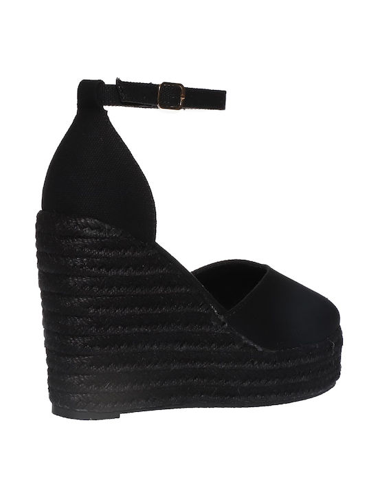 Women's Fabric Platform Espadrilles Black